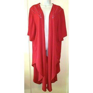 TORRID NWT 0/00/10/12 Red Crinkle Rayon Gauze Lightweight Open Kimono Duster